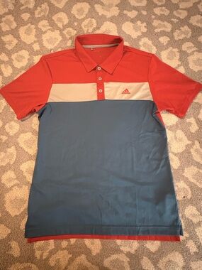 Adidas Men’s Red, White & Blue Panel Polo mens size small